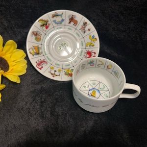 Vintage International Collectors Guild Zodiac Fortune Telling Cup & Saucer Set